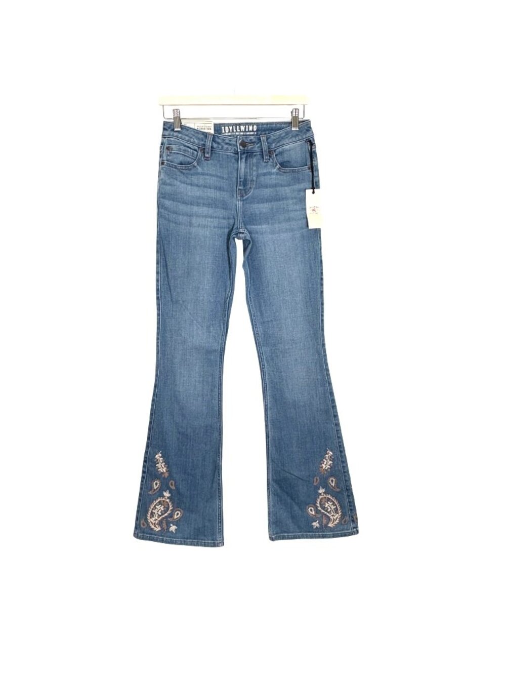IDYLLWIND Paisley Embroidered Bootcut Jeans Size 4 Long NEW